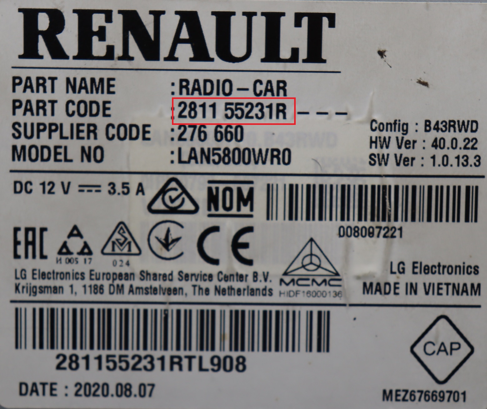 Renault - Trafic phase 3 facelift vanaf 2019 Navigatietoestel reparatie