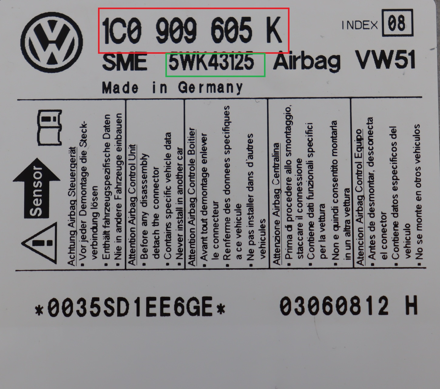 Westfalia - Polo 9N3 vanaf 2005 Airbagmodule reparatie