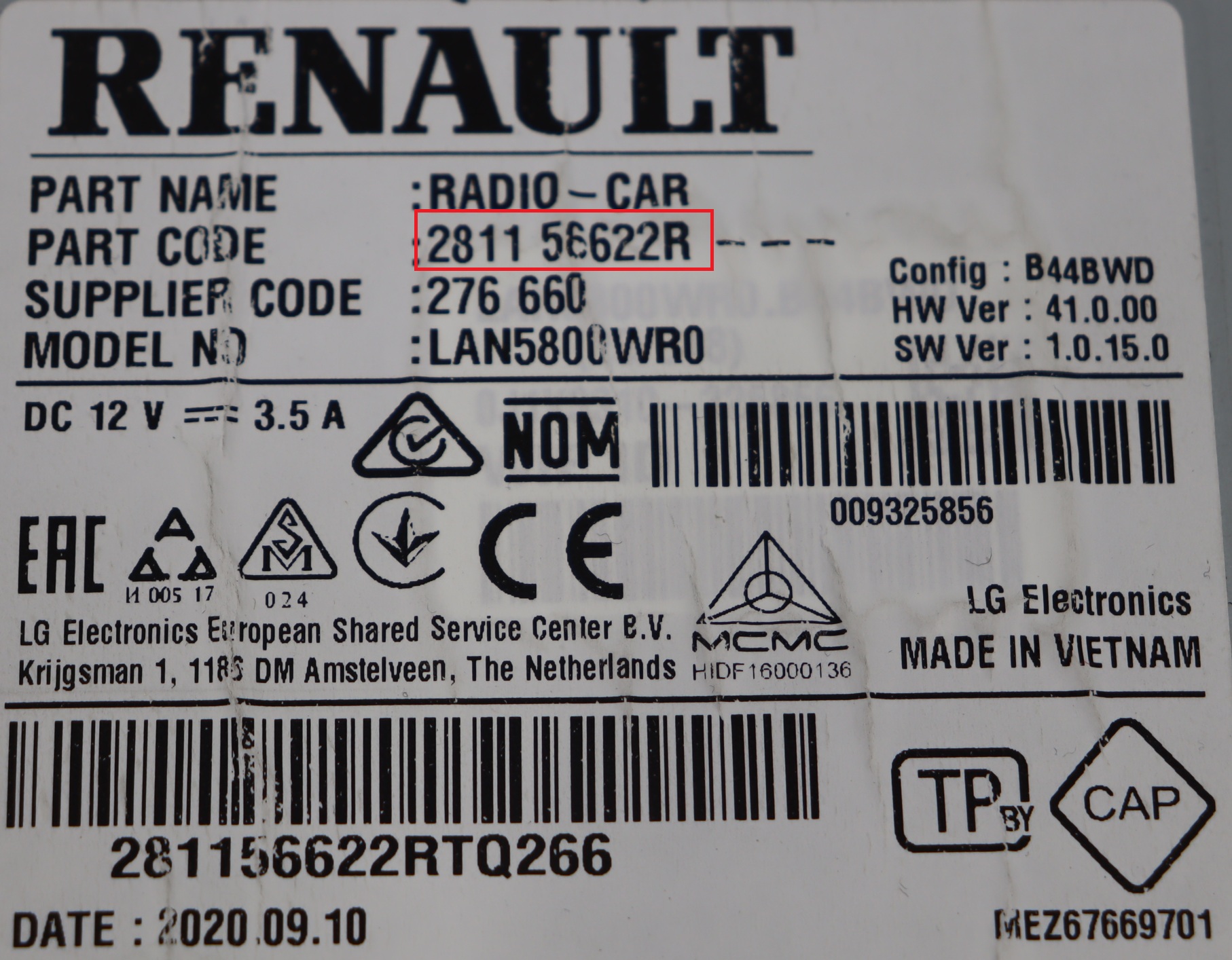 Dacia - Spring vanaf 2021 Navigatietoestel reparatie