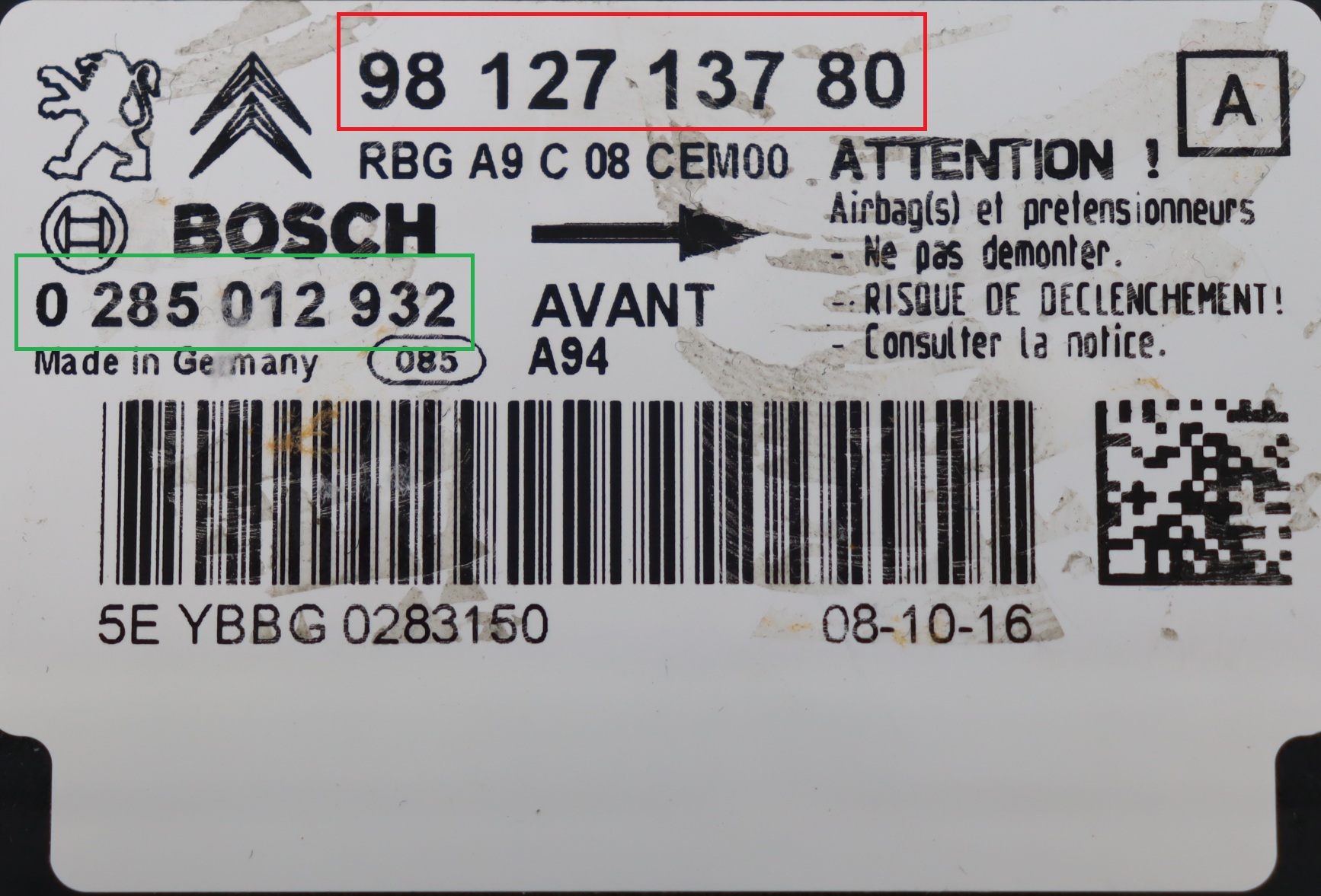 Westfalia - 2008 gen 2 vanaf 2019 Airbagmodule reparatie