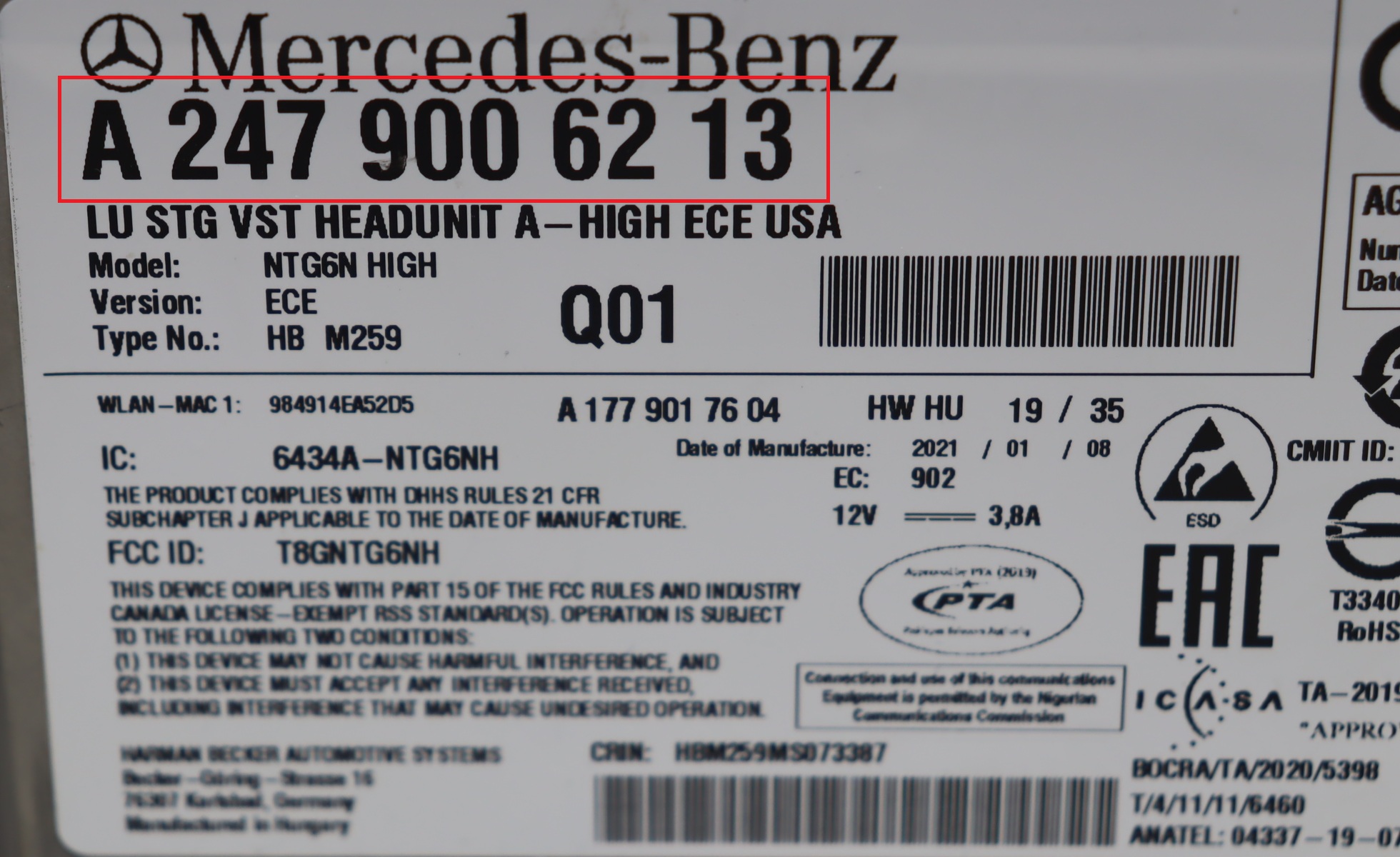 Mercedes - B-Klasse W247 vanaf 2018 Navigatiemodule reparatie