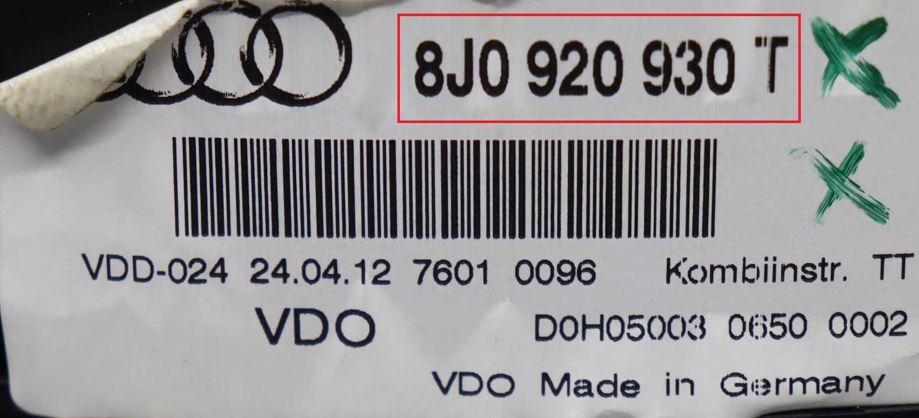 Audi - TT 8J facelift v.a. 2010 Tellerpaneel reparatie