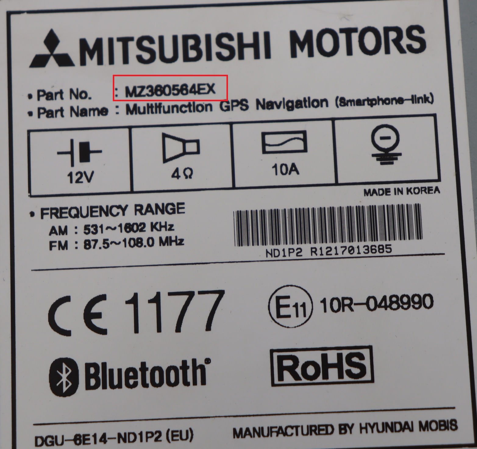 Mitsubishi - ASX 2de facelift va 2015 Navigatietoestel reparatie