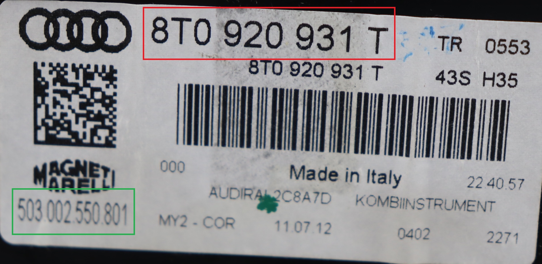 Audi - A5 8T facelift vanaf 2011 Tellerpaneel reparatie