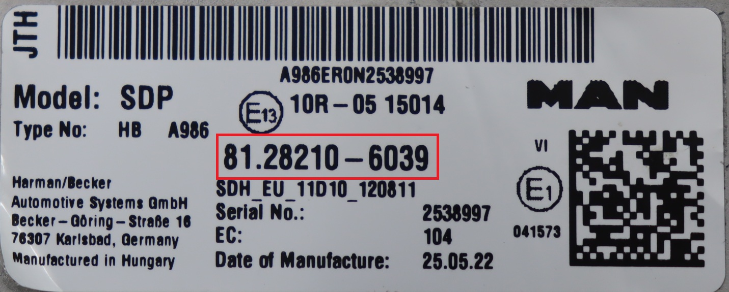 M.A.N. - TGX vanaf 2020 Navigatiescherm reparatie