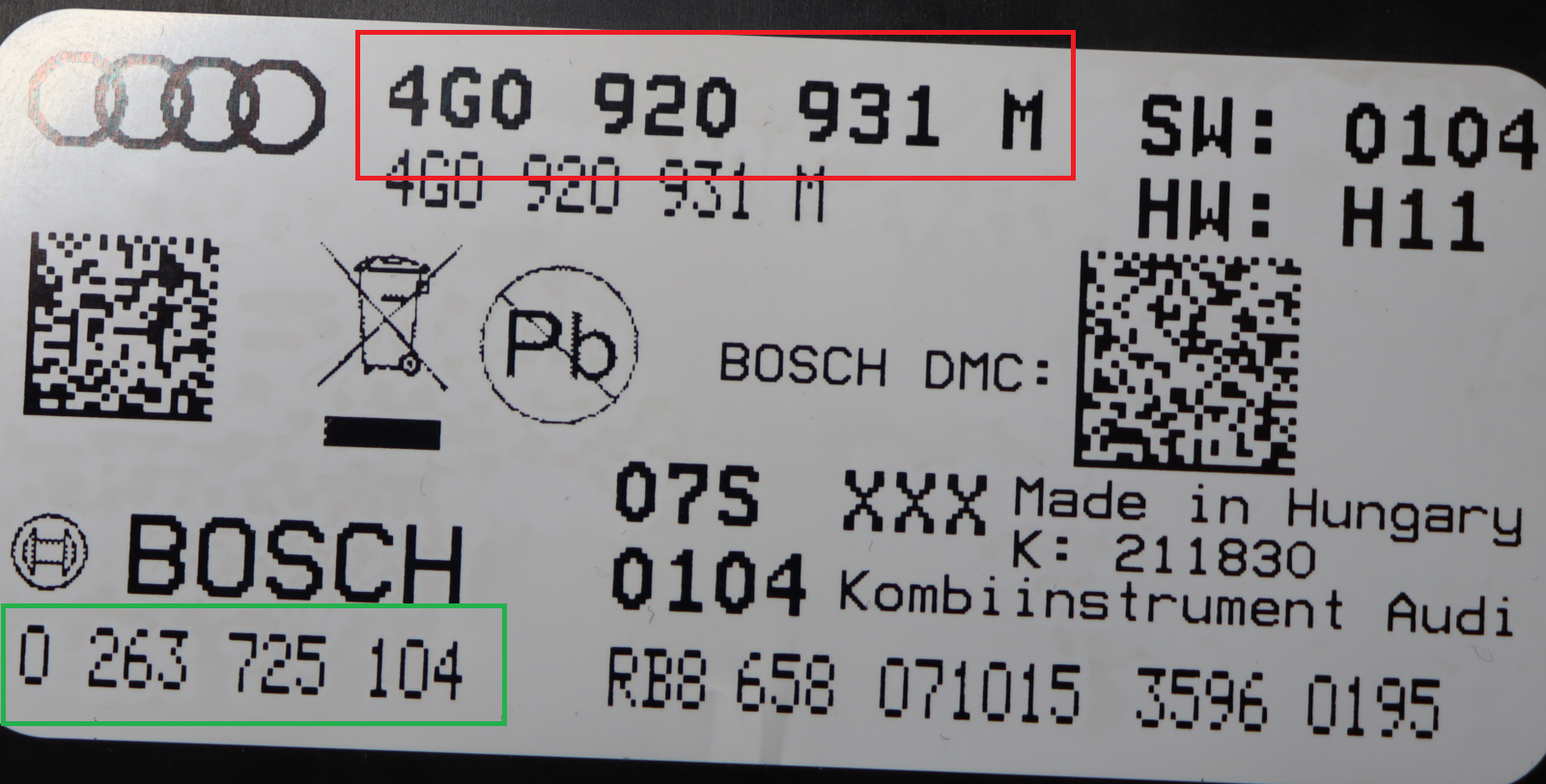 Audi - A6 4G facelift vanaf 2014 Tellerpaneel reparatie