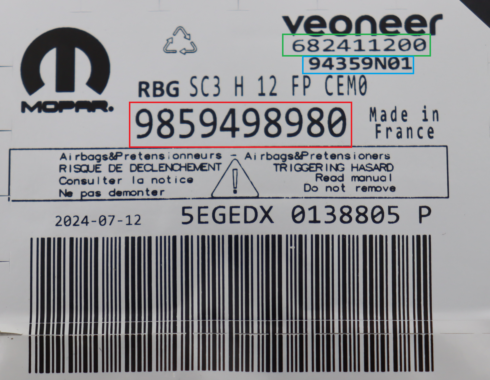 Opel - Astra L vanaf 2021 Airbagmodule reparatie