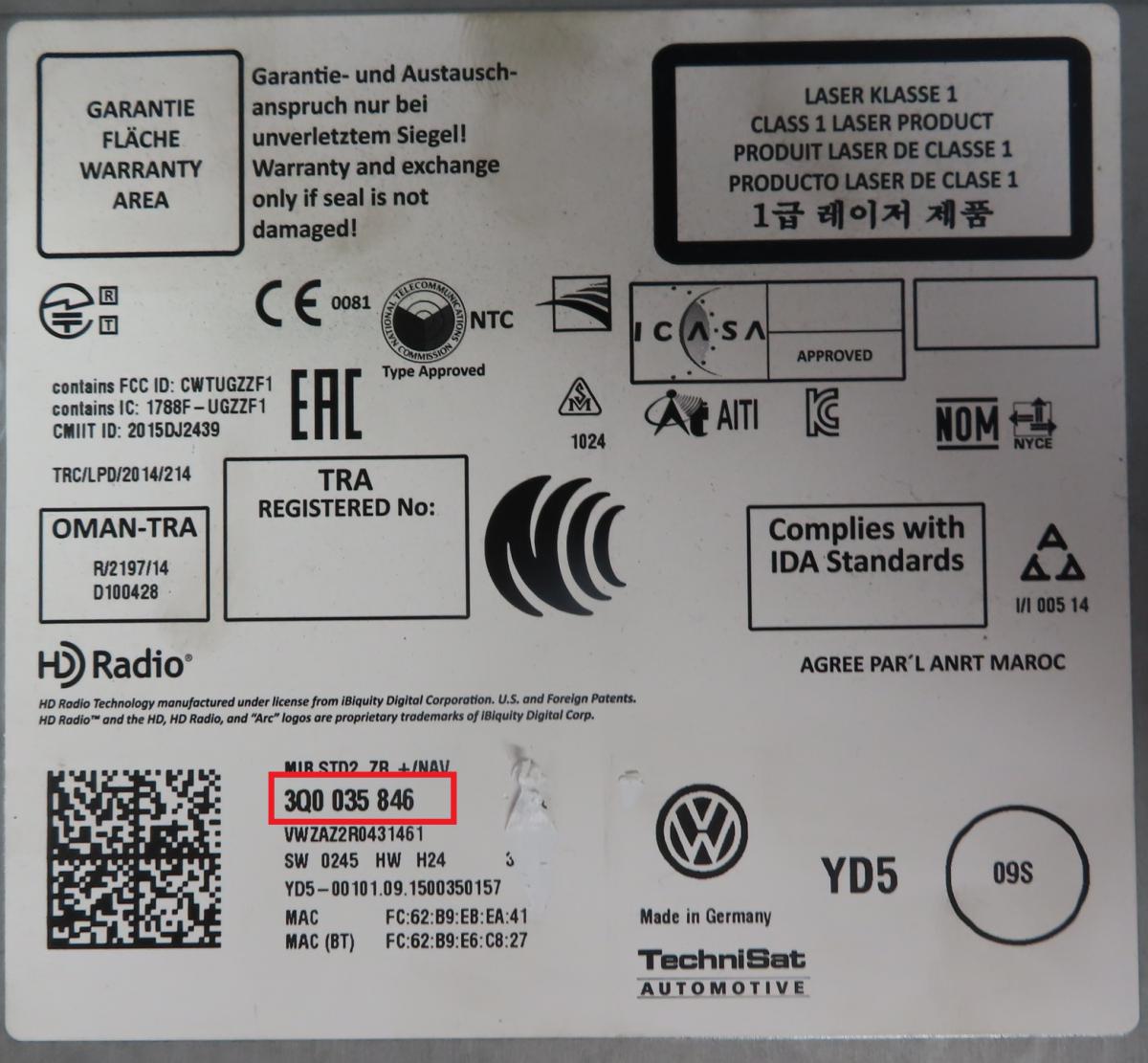 Volkswagen - Polo 6C vanaf 2014 Navigatietoestel reparatie