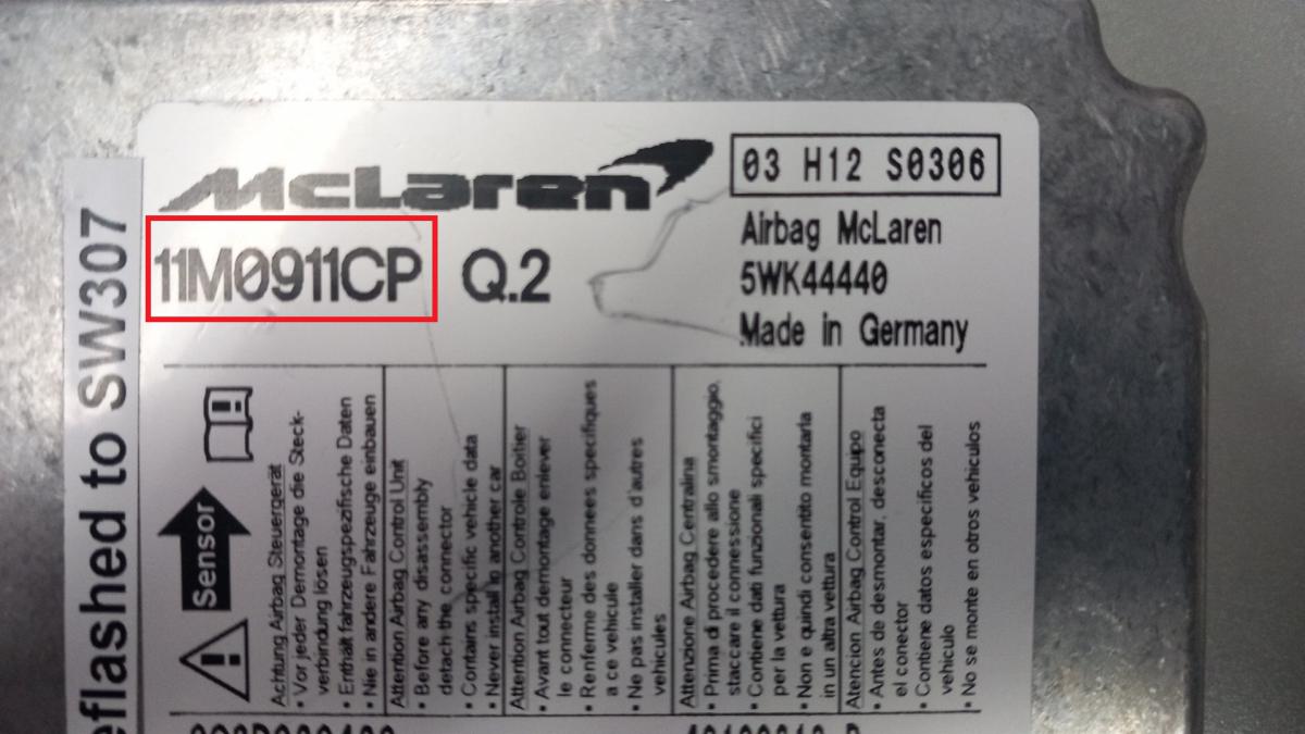 McClaren - MP4-12C Vanaf 2011 Airbagmodule reparatie