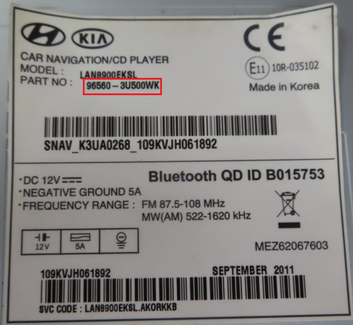 Kia - Venga vanaf 2009 Navigatietoestel reparatie