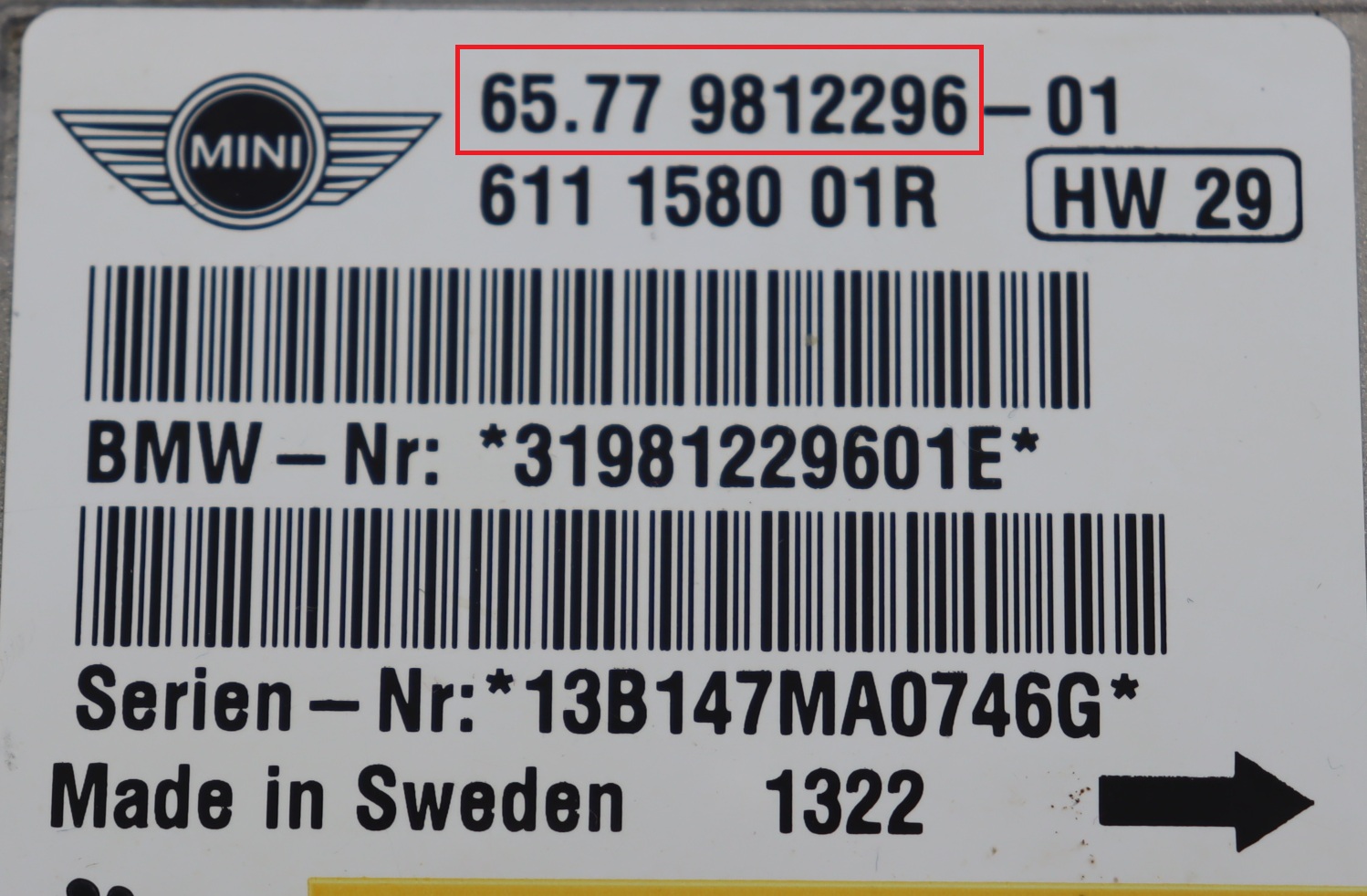 Mini - Countryman vanaf 2010 Airbagmodule reparatie