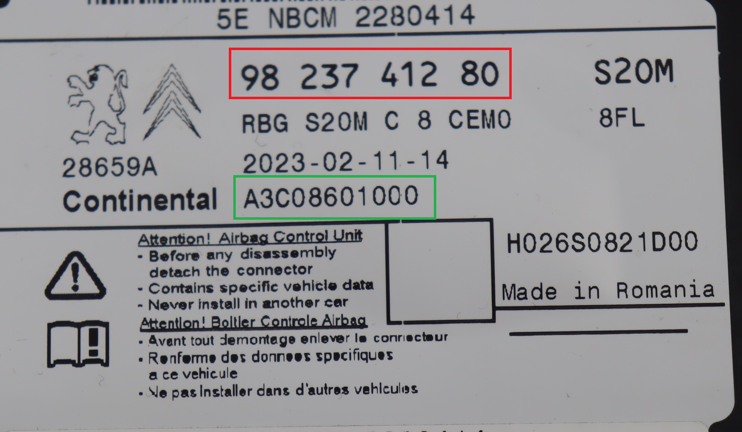 Opel - Vivaro C facelift v.a. 2023 Airbagmodule reparatie